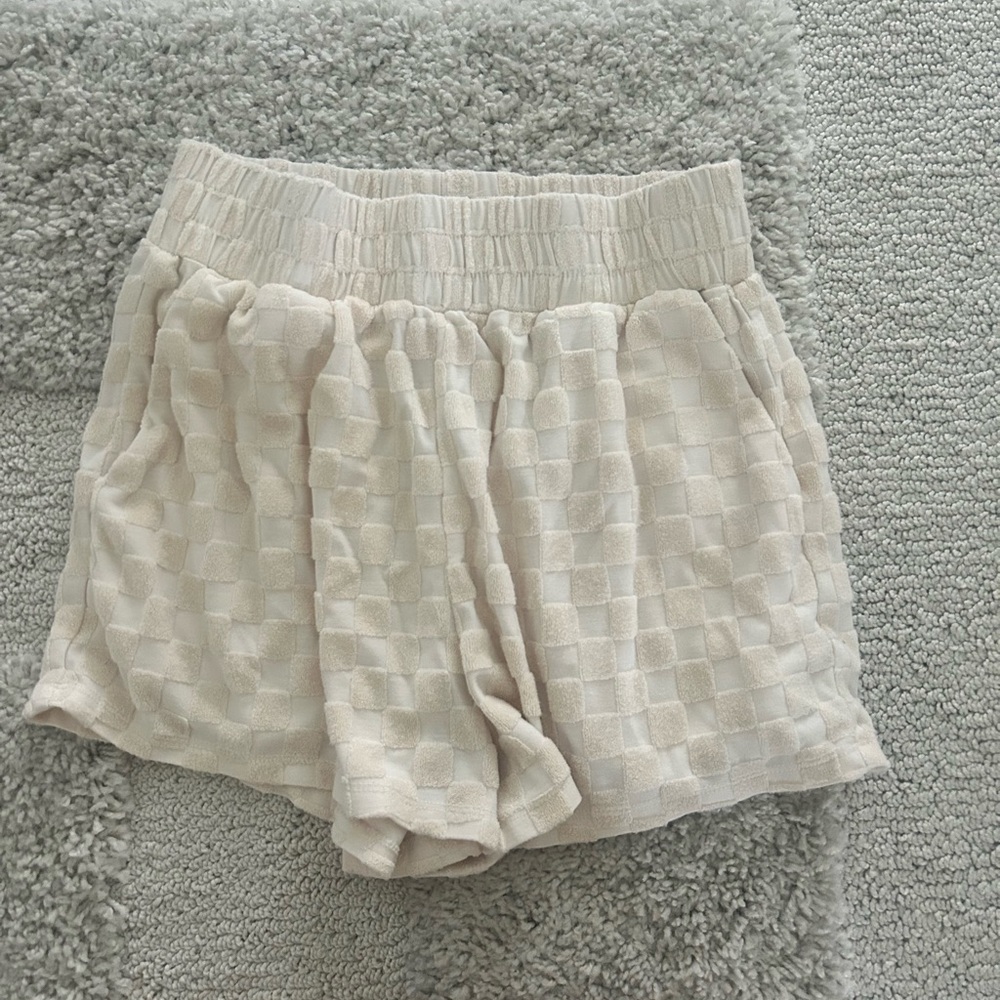 Cream checkered shorts